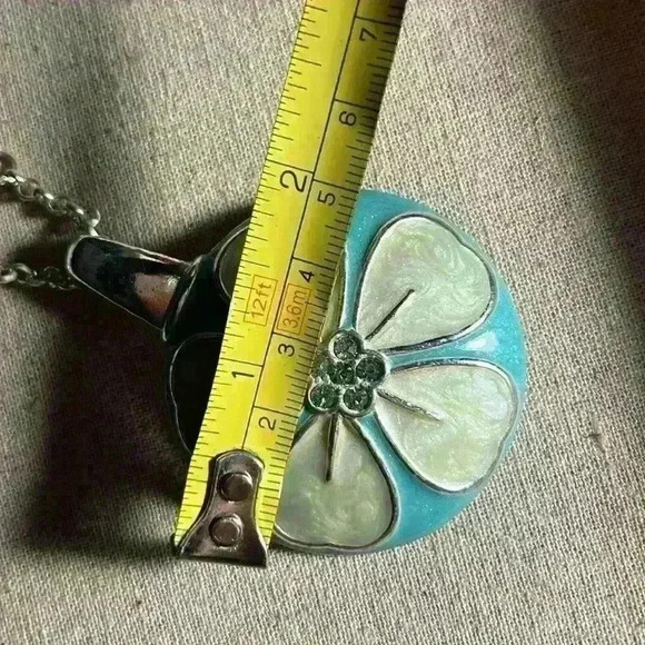 Vintage KC stamped necklace and earrings set, silver and green, + Stone necklace - Picture 11 of 16